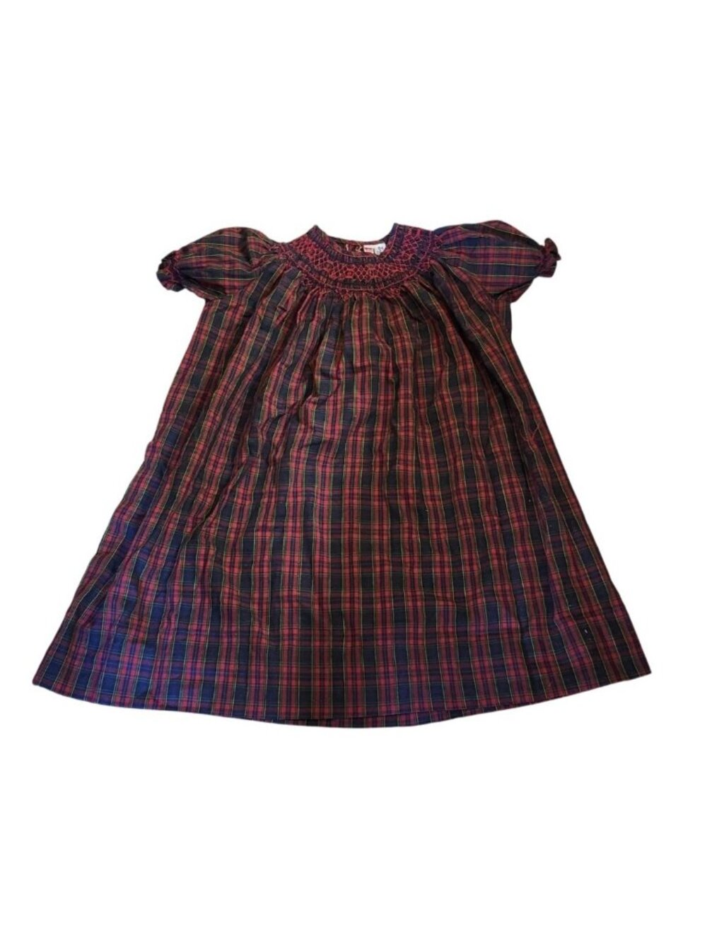 Girl Orient Expressed Smocked Red Blue Green Plaid Holiday Bishop Dress 4